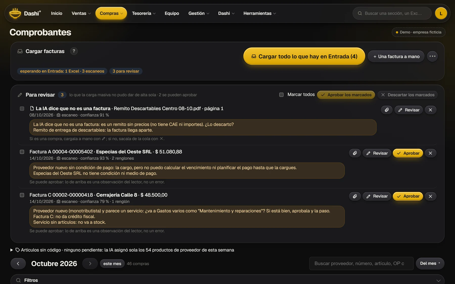Dashi, la gestión: las facturas de los proveedores leídas por la IA, listas para aprobar