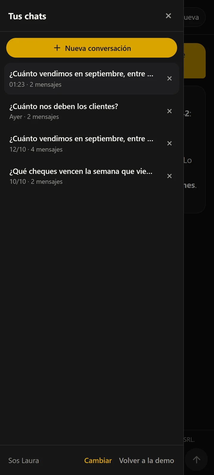 Dashi en el celular: las conversaciones guardadas de esa persona