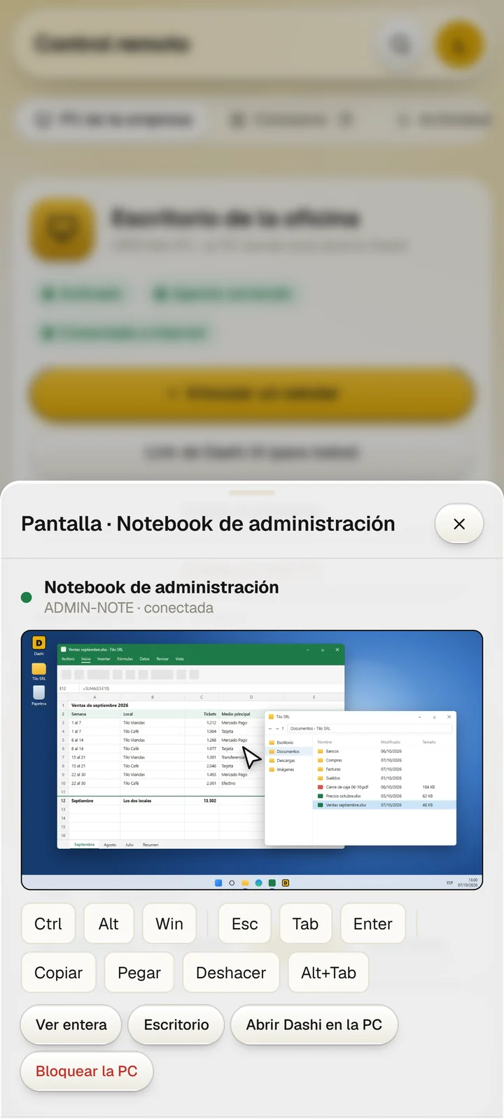 En el celular, el mismo escritorio de Windows de la PC de la empresa